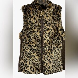 Leopard Print Faux Fur Vest Reversible Chico Brand